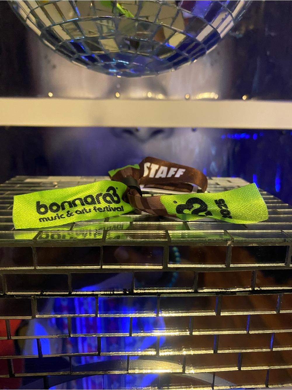 Bonnaroo Neon Green & Brown Staff Festival Wristband